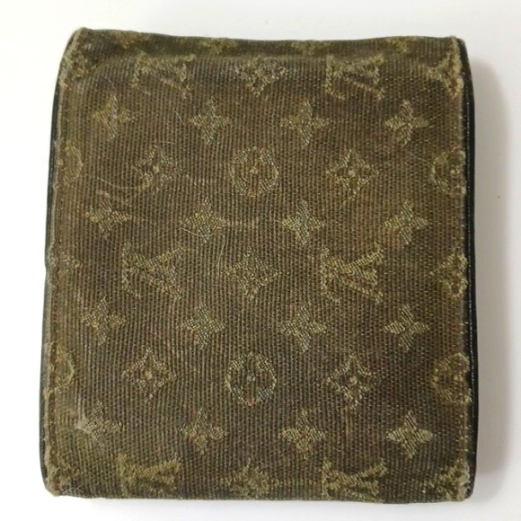 Louis Vuitton *Vintage* Trifold Mini Lin Army Green Denim Leather Wallet - Picture 2 of 11